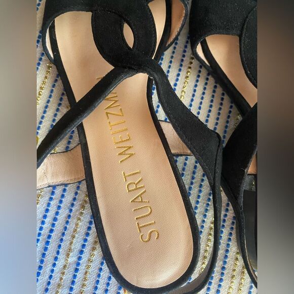 Stuart Weitzman Shalena Black Suede Strappy Sandal Buckle Sz 4 NEW - Picture 5 of 13